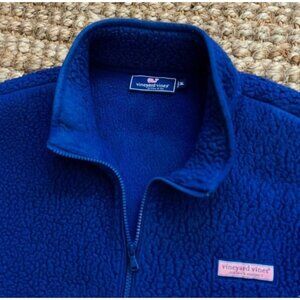 Vineyard Vines Heritage Sherpa Fleece Jacket Vest Mens XL Dark Blue Full-Zip